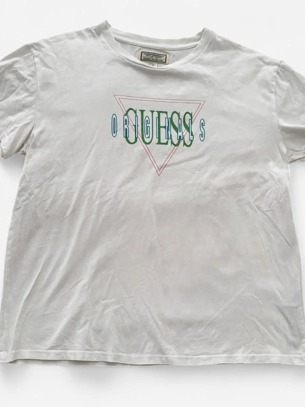 Guess white graphic tee with bold logo, Size M - Picture 2 of 4